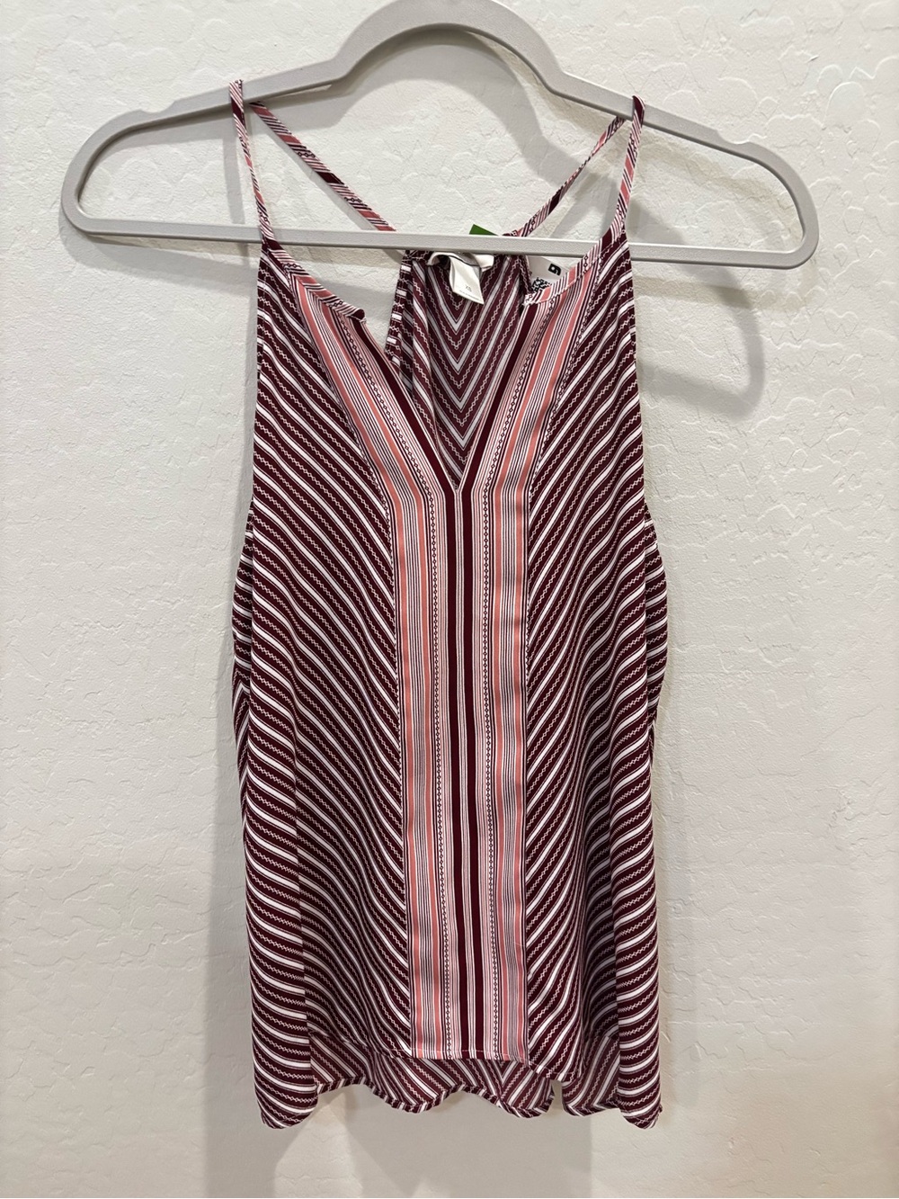 LOFT Striped Spaghetti-Strap Camisole in Burgundy and Pink
